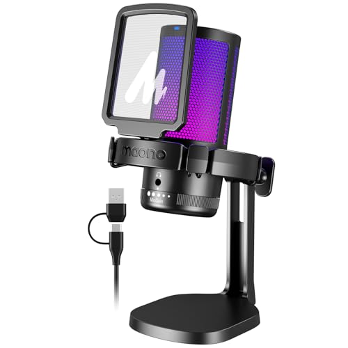 MAONO USB Gaming Microphone for PC, Noise Cancellation Condenser Mic with RGB Lights, Mute, Gain for Streaming, Recording, Podcast, Chat, Twitch, YouTube, Discord, Computer, PS5, PS4, GamerWave - Image 1