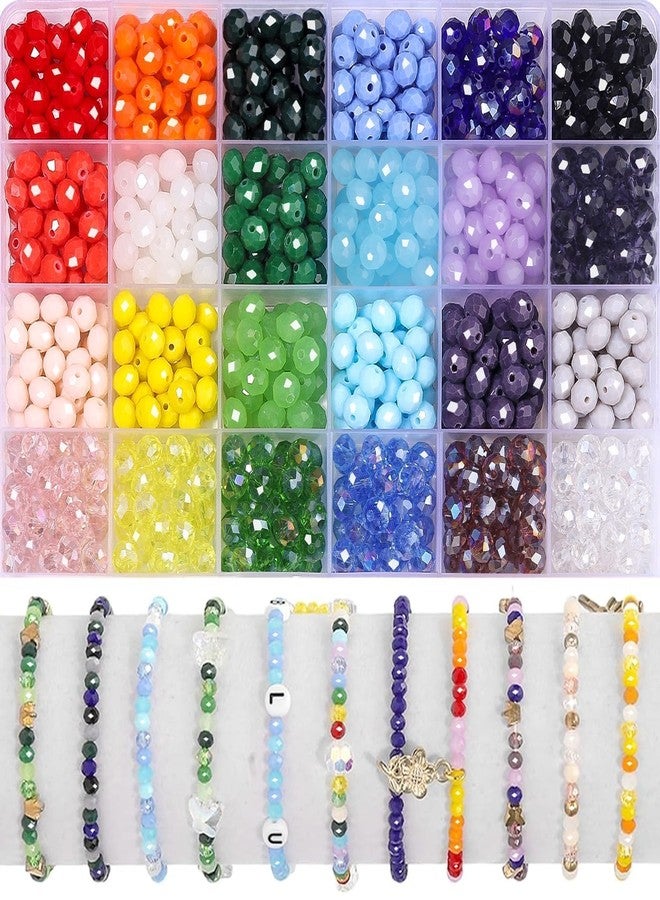 Xilitata 1200Pcs 8mm Faceted Beads for Jewelry Making Crystal Beads Faceted Jewelry Beads for Friendship Bracelet Making Kit Craft Beads with Charms - Image 1
