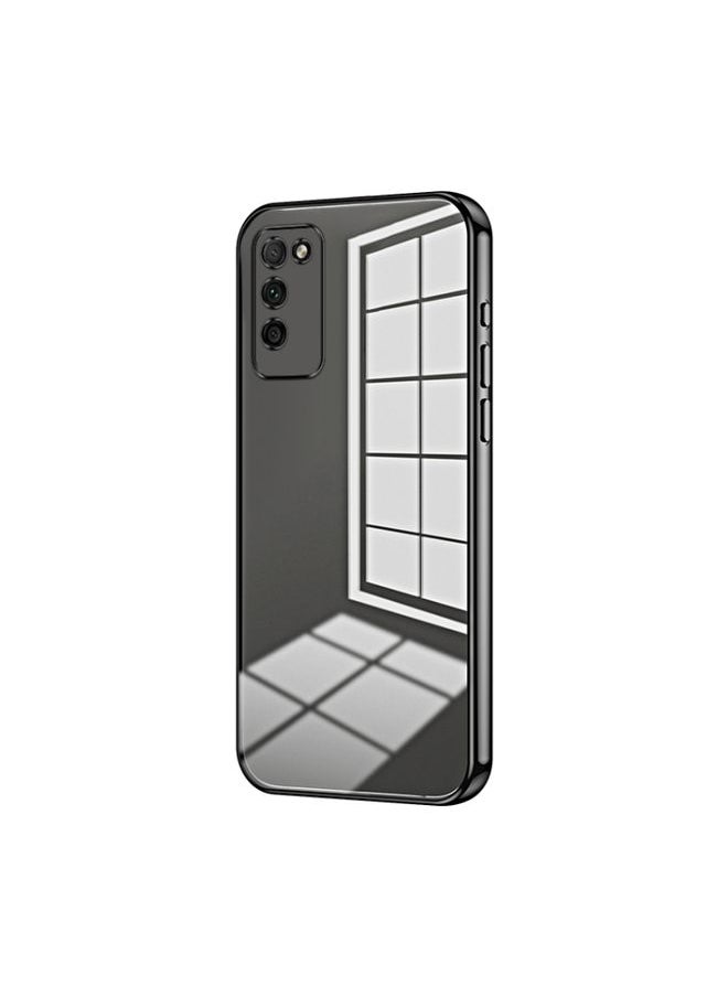 HuHa Case Cover For Honor 30 Youth Transparent Plating Fine Hole Phone Case Black 