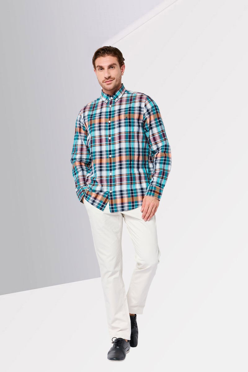 GANT قميص رجالي عادي مقاس عادي بأكمام طويلة مزخرف بمربعات، متعدد الألوان - Image 2