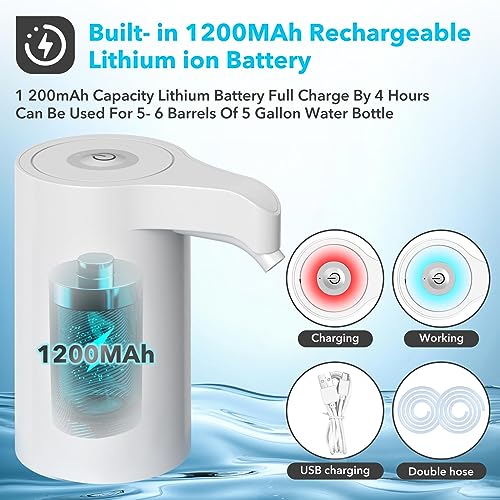 Msxcse Electric Water Bottle Pump, Water Bottle Dispenser,USB Charging Drinking Water Dispenser, Universal Water Pump for 5 Gallon Water Jugs Bottles, Portable Water Dispenser for Home Camping - Image 5