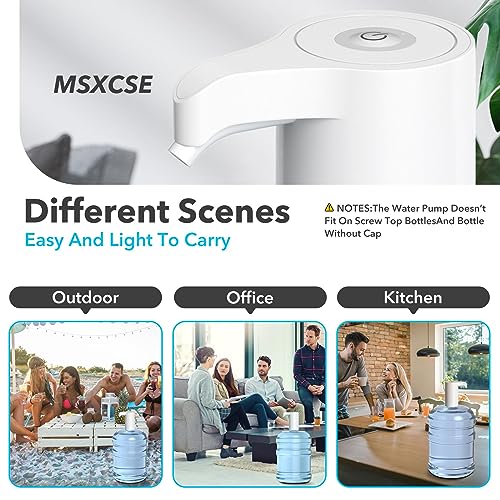 Msxcse Electric Water Bottle Pump, Water Bottle Dispenser,USB Charging Drinking Water Dispenser, Universal Water Pump for 5 Gallon Water Jugs Bottles, Portable Water Dispenser for Home Camping - Image 4