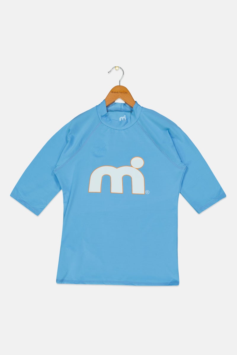 mistral Kids Girl Graphic Printed Swimwear Top, Blue - Image 1