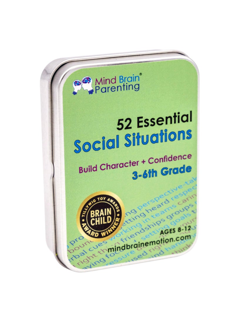 Mind Brain Emotion 52 Essential Social Situations - Social Skills Activities for Kids (3-6th Grade) - Social Emotional Learning & Growth Mindset for Family, Classroom, Counseling - Conversation Card Games for Kids 8-12  - Image 1