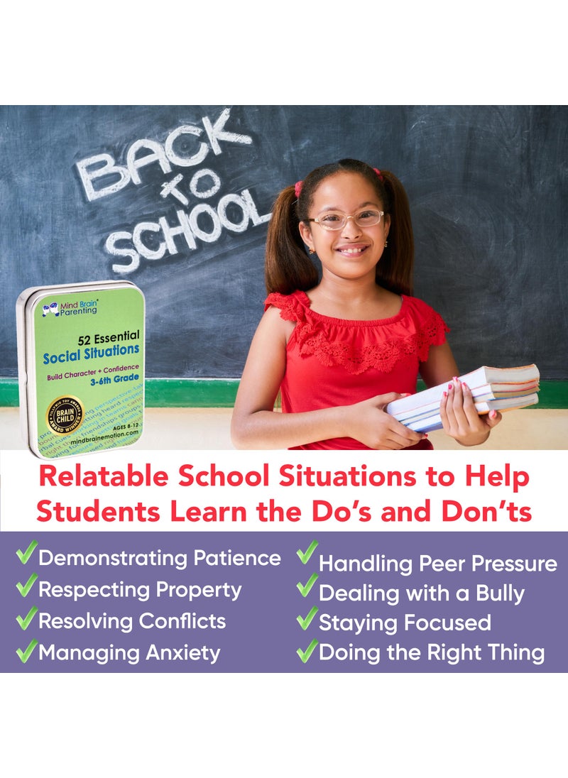 Mind Brain Emotion 52 Essential Social Situations - Social Skills Activities for Kids (3-6th Grade) - Social Emotional Learning & Growth Mindset for Family, Classroom, Counseling - Conversation Card Games for Kids 8-12  - Image 3