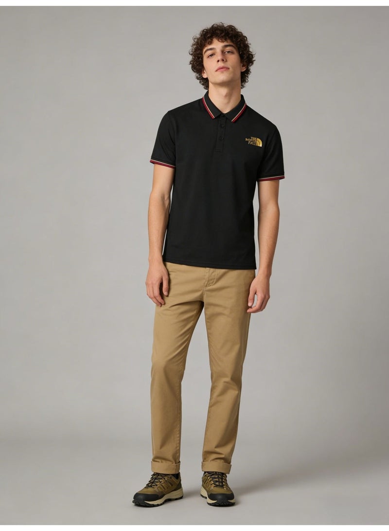 THE NORTH FACE 2026 The North Face Gold Logo Black Polo Shirt, Premium Pique Cotton Short Sleeve with Striped Collar & Cuffs, Outdoor-Inspired Casual Smart Wear for Men - Image 5