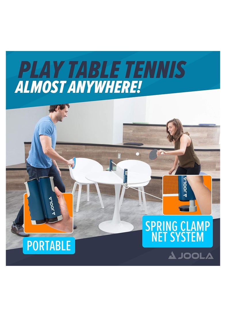 Retractable Ping Pong Net For Any Table Portable Table Tennis Net And Post Set Stretches 5.75’ & Clamps To Any Table Up To 2” Racket And Ball Set Games For Family