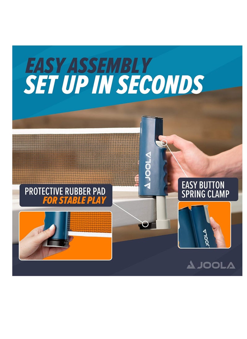 Retractable Ping Pong Net For Any Table Portable Table Tennis Net And Post Set Stretches 5.75’ & Clamps To Any Table Up To 2” Racket And Ball Set Games For Family