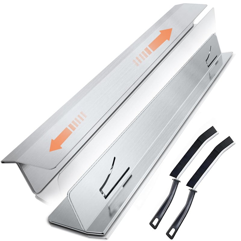 Nexstron 2025 Upgrade 2*Extendable Stove Gap Covers Stainless Steel +2*Gap Brushes,T Stove Counter Gap Cover,Oven Guards For Sides,Oven Gap Filler, Heat Resistant Stove Cover Guards Length 13.8" to 27.5",0.79" - Image 1
