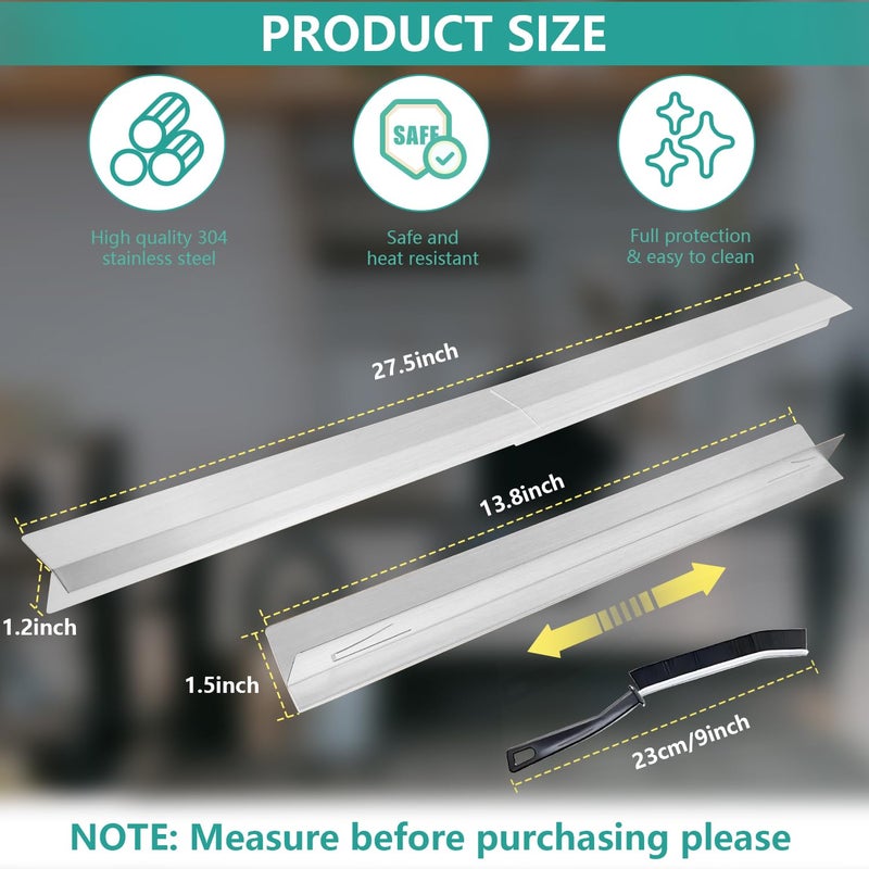 Nexstron 2025 Upgrade 2*Extendable Stove Gap Covers Stainless Steel +2*Gap Brushes,T Stove Counter Gap Cover,Oven Guards For Sides,Oven Gap Filler, Heat Resistant Stove Cover Guards Length 13.8" to 27.5",0.79" - Image 5