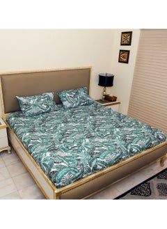 Home-Tex Design 3 Piece Hometex Design 100% Cotton King Size Printed Flat Sheet Set BANANA PALM - 1 Flat Sheet (240x260 cm) + 2 Pillow Covers (50x80 cm)  - Image 2