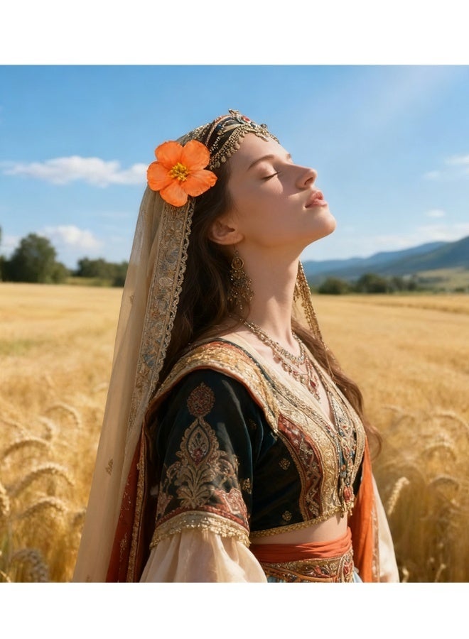 6 قطع مشابك شعر بزهور هاواي مشبك شعر بزهور صناعية، مشبك شعر بزهور الكركديه على الطراز البوهيمي، مناسب لحفلات الشاطئ في العطلات  إكسسوارات شعر بزهور استوائية للنساء والفتيات هدايا العطلات الزفاف - Image 5