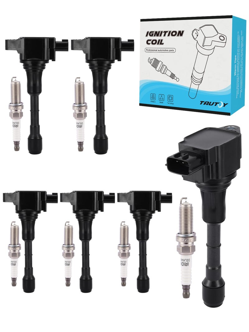 TAUTOY UF617 Ignition Coil Pack Spark Plug (3.7L) 6 PCS For INFINITI EX37 FX37 2013,FX50 5.0L G37 2009-2013,M37 2011-2013,Q60 2014-2015,Q70 QX50 QX70 2014-2016,QX70 5.0L 2014,For Nissan 370Z 2009-2019 - Image 1