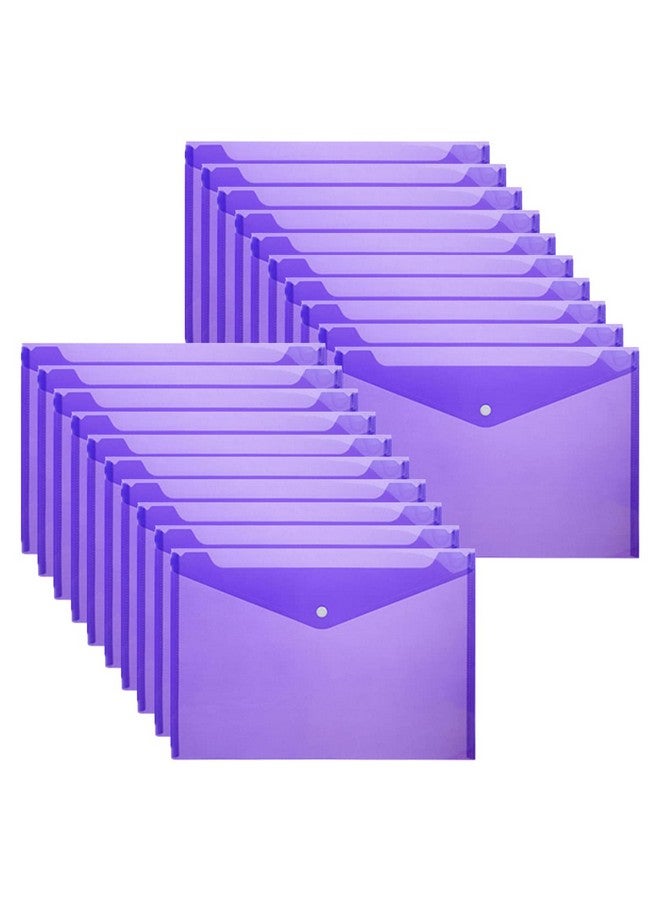 Muka 20 Pcs Plastic Waterproof Envelope File Folders, Document Bag With Snap Button, A4/Letter Size For Office-Purple  - Image 1
