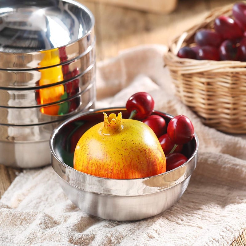 SATINIOR 6 Pack Stainless Steel Bowls for Kids and Adults Stainless Steel Cereal Bowls Doublewalled Insulated Bowl Metal Snack Bowl15 oz - Image 3