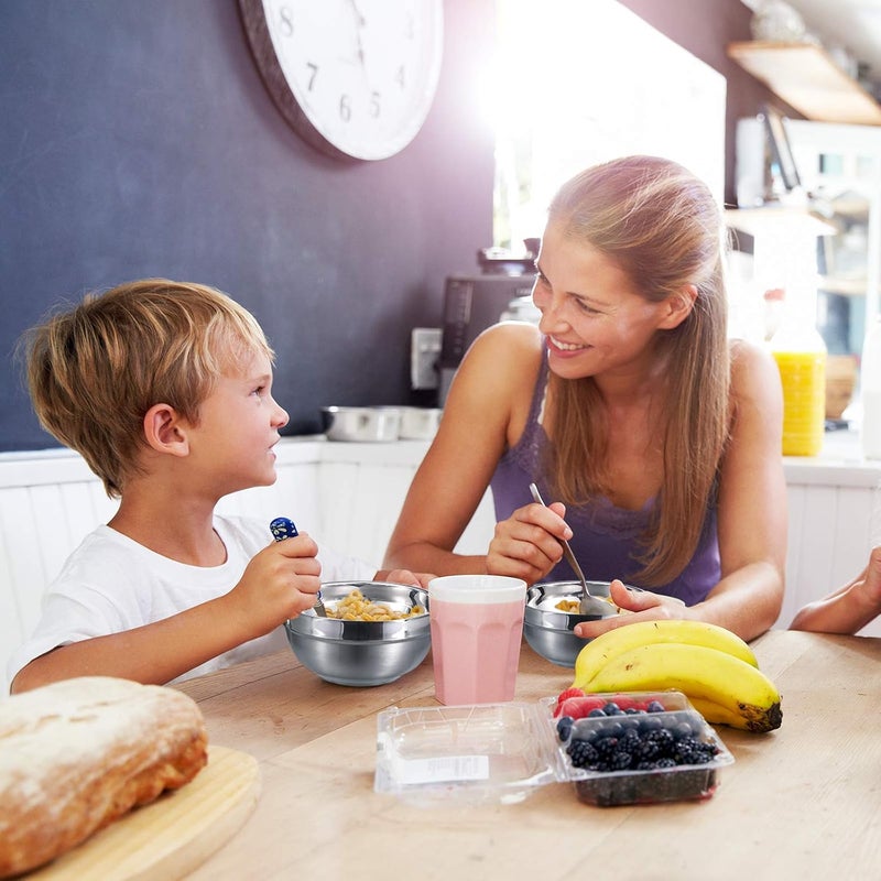 SATINIOR 6 Pack Stainless Steel Bowls for Kids and Adults Stainless Steel Cereal Bowls Doublewalled Insulated Bowl Metal Snack Bowl15 oz - Image 5