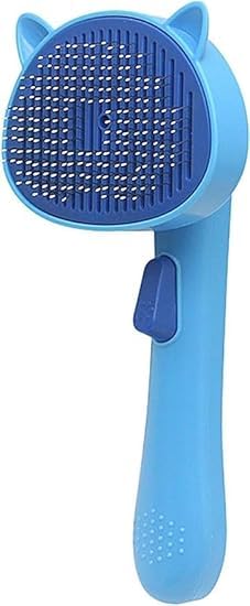 SHOPECOM Cat Grooming Brush Pets Slicker Brush Pet Massage Self Cleaning Slicker Brush, Pet Grooming Shedding Brush for Dogs and Cats Cat Pattern Pet Fur Remover multicolour(1pc) - Image 2