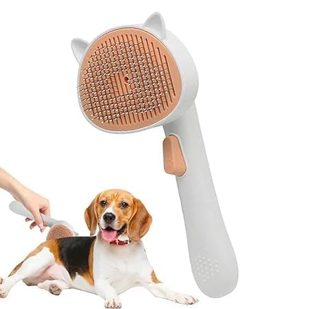SHOPECOM Cat Grooming Brush Pets Slicker Brush Pet Massage Self Cleaning Slicker Brush, Pet Grooming Shedding Brush for Dogs and Cats Cat Pattern Pet Fur Remover multicolour(1pc) - Image 3