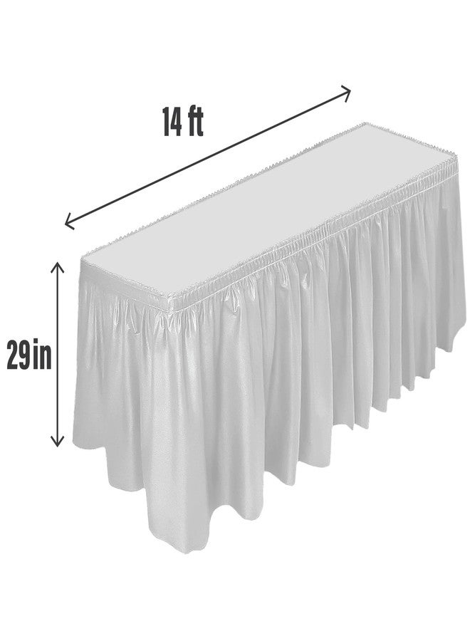 DecorRack Table Skirt, 29 in x 14 ft -BPA Free- Plastic Tableskirt, Disposable, Reusable, Rectangular Tablecloth Skirt, White (1 Pack) - Image 2