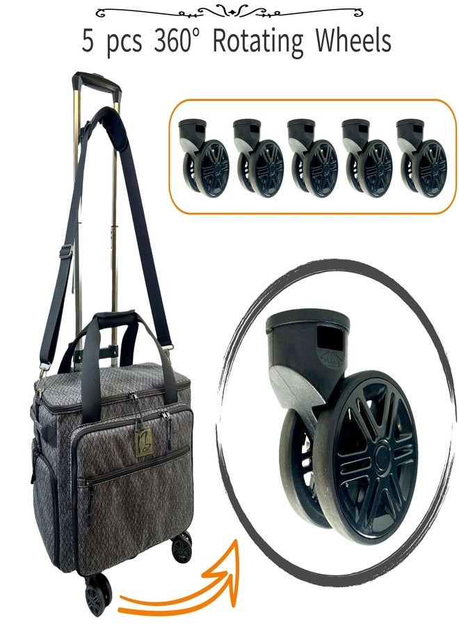 BatlFrist BaltFrist Rolling Makeup Bag with 4 Removable Bags，Trolley Cosmetic Bag with 5pcs 360°Rotating Wheels,Makeup Artist Travel Bag with Brushes Storage Section，Black Diamond Grid - Image 3