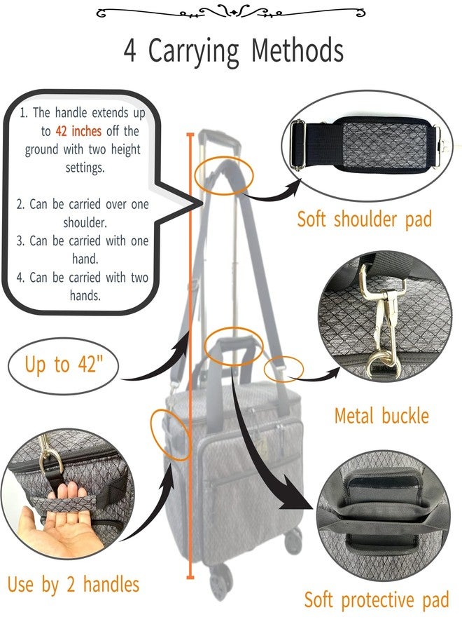 BatlFrist BaltFrist Rolling Makeup Bag with 4 Removable Bags，Trolley Cosmetic Bag with 5pcs 360°Rotating Wheels,Makeup Artist Travel Bag with Brushes Storage Section，Black Diamond Grid - Image 5