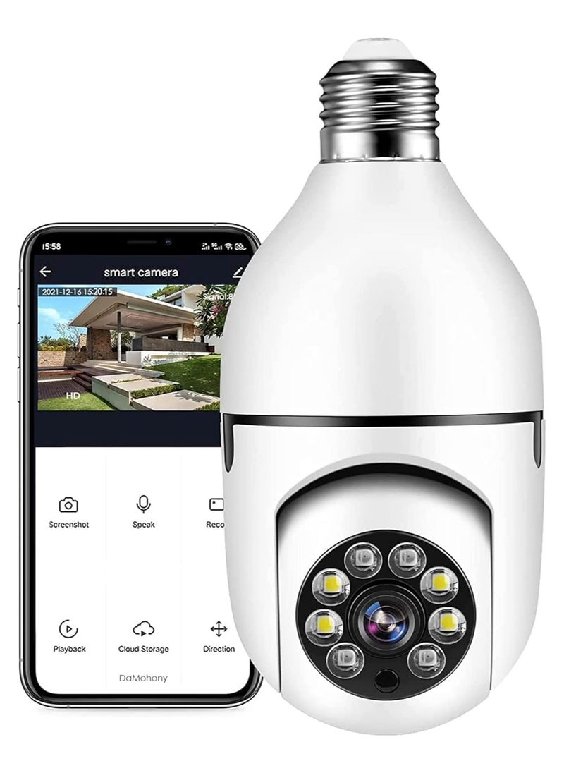 SANMUGEED - 1080P Light Bulb Security Camera, E27 Wireless WiFi, 360° Rotation with Motion Detection, Night Vision & Two - Way Audio for Indoor/Outdoor Home & Business Surveillance - Image 1