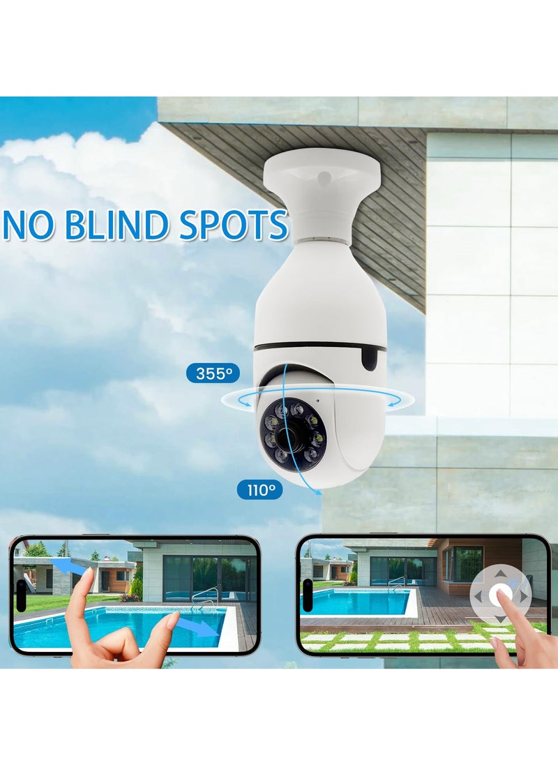 SANMUGEED - 1080P Light Bulb Security Camera, E27 Wireless WiFi, 360° Rotation with Motion Detection, Night Vision & Two - Way Audio for Indoor/Outdoor Home & Business Surveillance - Image 1