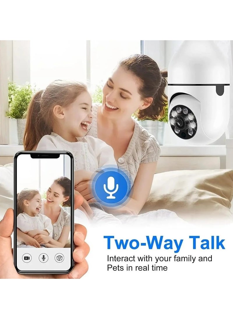 SANMUGEED - 1080P Light Bulb Security Camera, E27 Wireless WiFi, 360° Rotation with Motion Detection, Night Vision & Two - Way Audio for Indoor/Outdoor Home & Business Surveillance - Image 1
