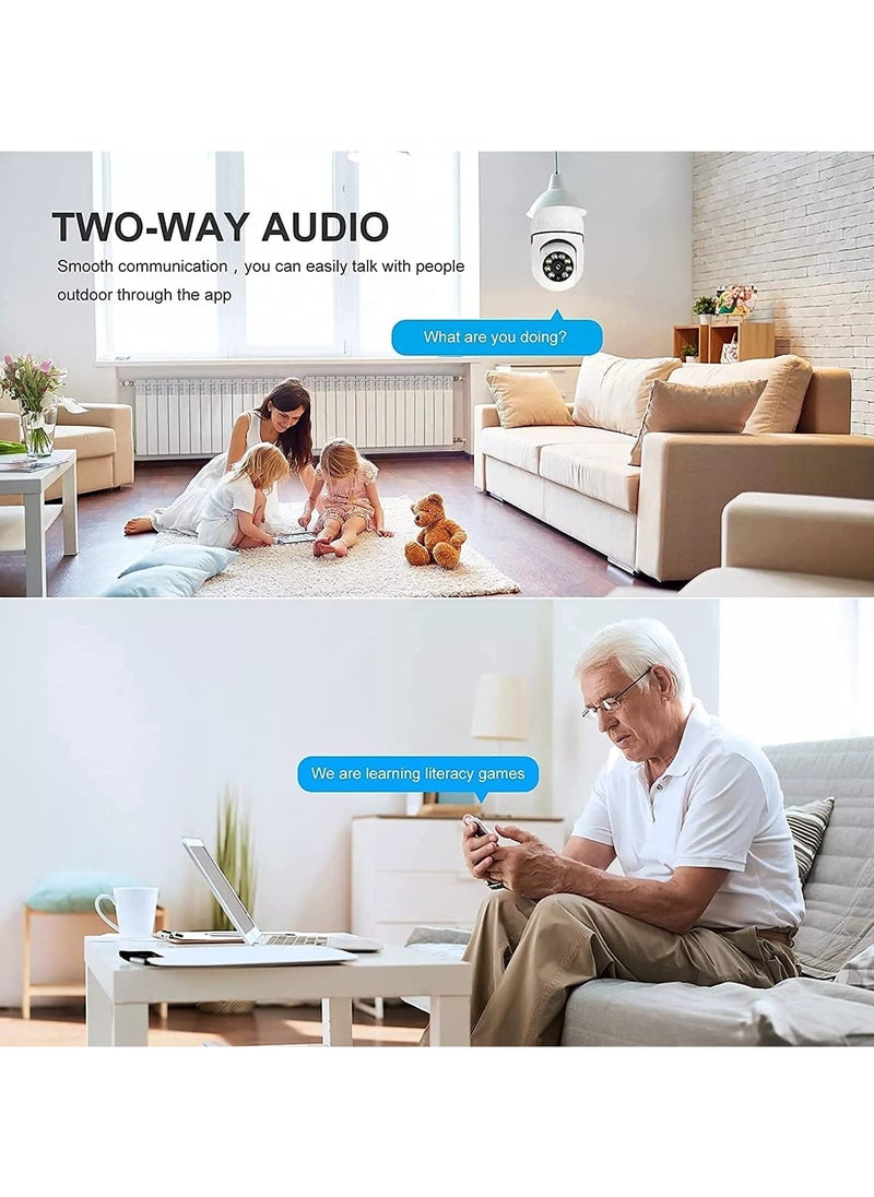 SANMUGEED - 1080P Light Bulb Security Camera, E27 Wireless WiFi, 360° Rotation with Motion Detection, Night Vision & Two - Way Audio for Indoor/Outdoor Home & Business Surveillance - Image 1