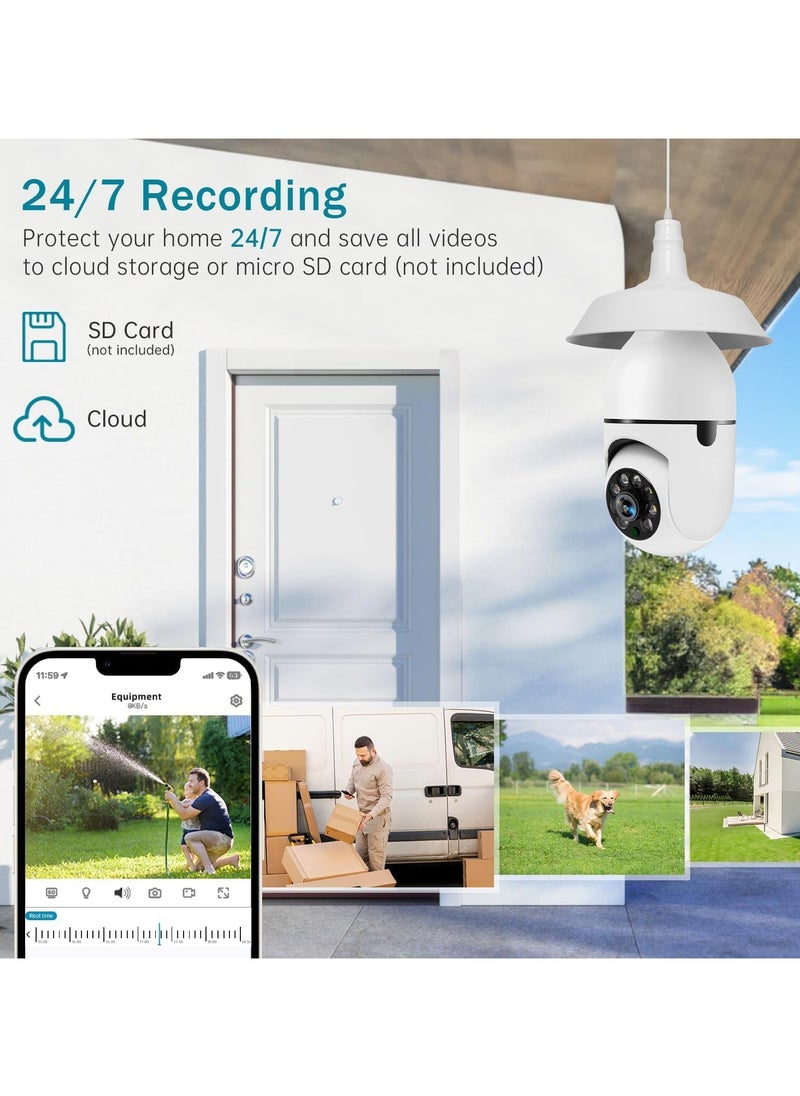 SANMUGEED - 1080P Light Bulb Security Camera, E27 Wireless WiFi, 360° Rotation with Motion Detection, Night Vision & Two - Way Audio for Indoor/Outdoor Home & Business Surveillance - Image 1