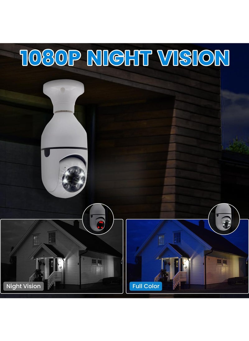 SANMUGEED - 1080P Light Bulb Security Camera, E27 Wireless WiFi, 360° Rotation with Motion Detection, Night Vision & Two - Way Audio for Indoor/Outdoor Home & Business Surveillance - Image 1