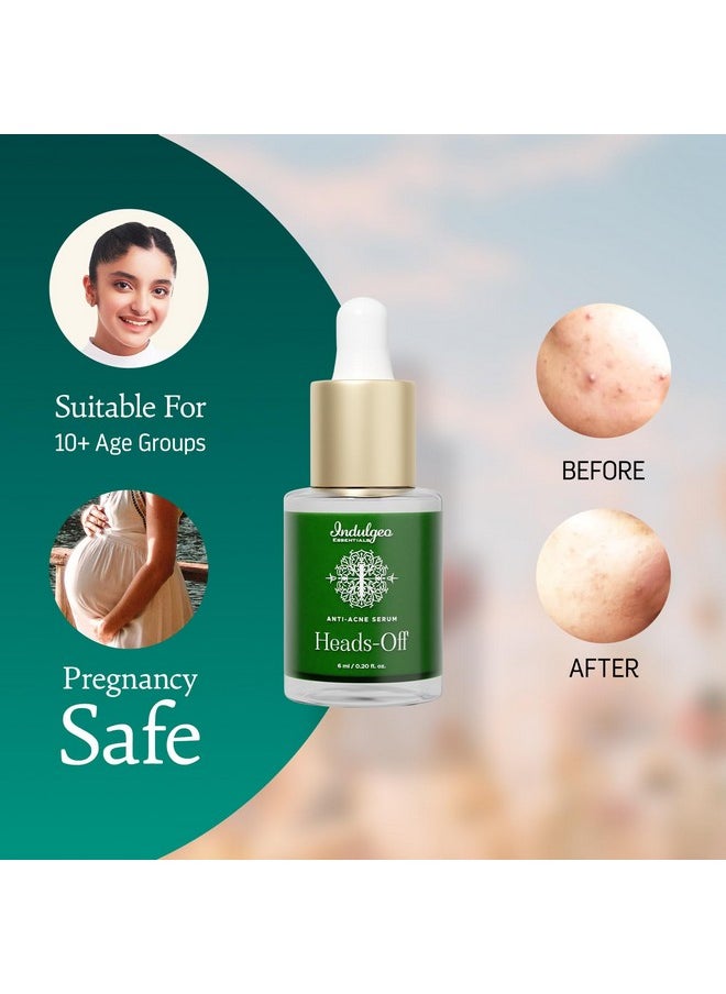 Indulgeo ESSENTIALS Heads Off - Anti Acne Face Serum For Glowing Skin | Lightweight, Reduces Comedones, Acne, Whiteheads, And Blackheads | Provide Clear & Hydrated Skin For Men & Women | 6Ml  - Image 3