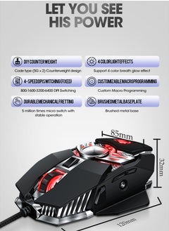 T-WOLF Essential Gaming Mouse: RGB Spectrum Backlit Ergonomic Mouse - 5 Programmable Buttons - Mechanical Switches - Backlight Modes up to 6400 DPI for Windows PC Gamers  - Image 2