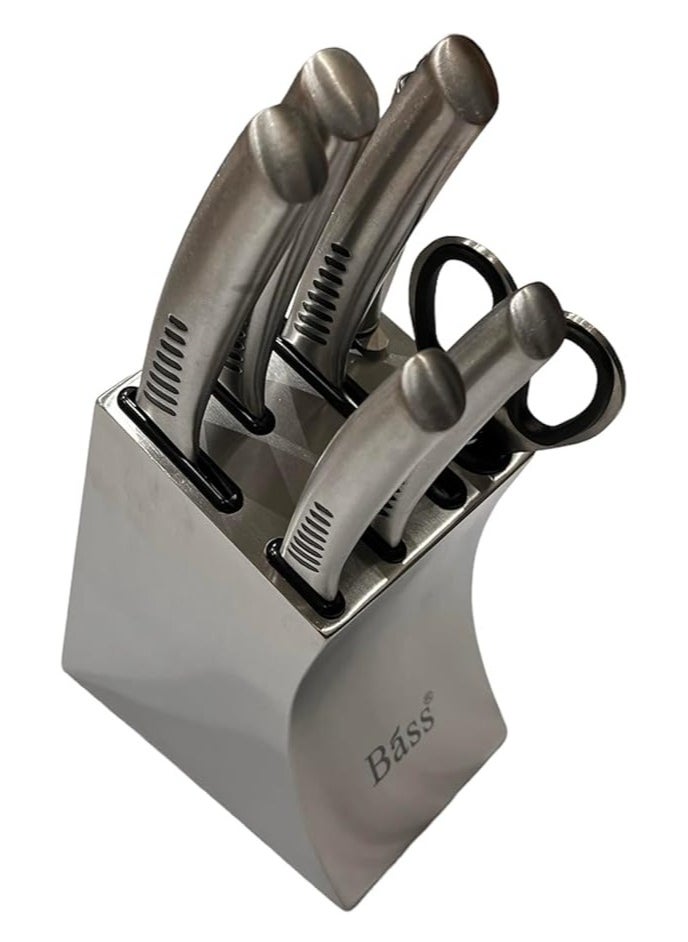 7 Piece Chef Knife Set, Stainless Steel Kitchen Knife Set, Ultra Sharp Cutlery with Holder, Scissors and Sharpener