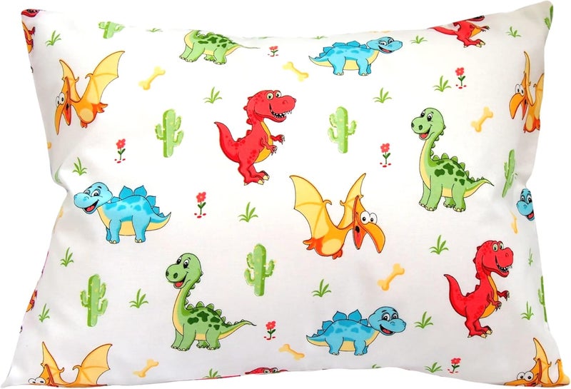 Comfy Turtles Toddler Pillowcase 13x18 Dinosaur - Cotton Travel Pillowcase Cover, Soft Dinosaur Pillow Cases for Toddler Boys - Multicolored Dinosaurus - Image 1