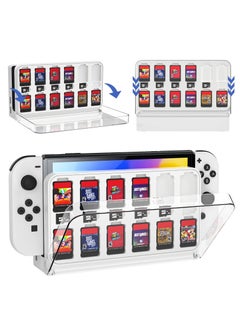SYOSI Game Card Case Base Compatible for Nintendo Switch OLED, Clear Game Card Storage Case Mount for Nintendo Switch OLED With 12 Game Card Slots and 6 Micro SD Card Slots