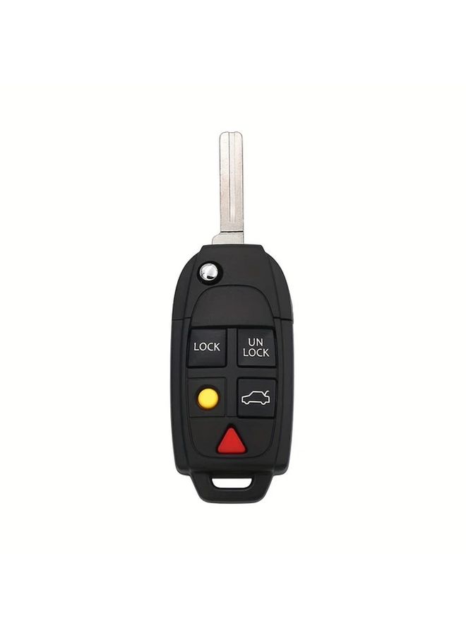 Replacement Remote Key Fob 5 Buttons ABS Flip Shell Case Folding Smart Car Key Housing With Uncut Blade Compatible With Volvo S80 S60 V70 XC70 XC90 2004 2011 - Image 1