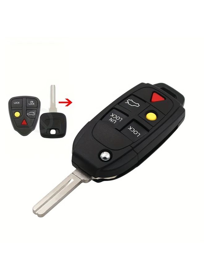 Replacement Remote Key Fob 5 Buttons ABS Flip Shell Case Folding Smart Car Key Housing With Uncut Blade Compatible With Volvo S80 S60 V70 XC70 XC90 2004 2011 - Image 3