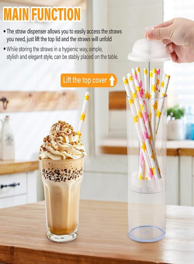 Loyanger Straw Holder, Clear Drinking Straw Organizer, Stra-w Container, Plastic Straws Dispenser for Counter with Lid, Holds Straws up to 8.5 Inch, Stra-w Not Include (Clear+White) - Image 3
