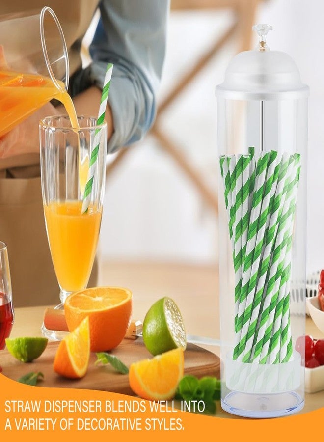 Loyanger Straw Holder, Clear Drinking Straw Organizer, Stra-w Container, Plastic Straws Dispenser for Counter with Lid, Holds Straws up to 8.5 Inch, Stra-w Not Include (Clear+White) - Image 4