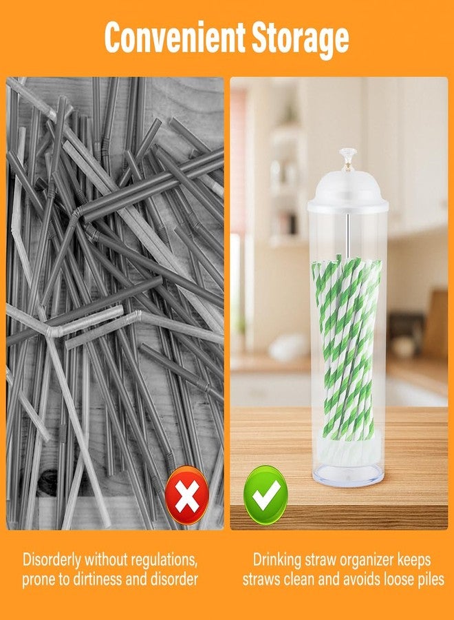 Loyanger Straw Holder, Clear Drinking Straw Organizer, Stra-w Container, Plastic Straws Dispenser for Counter with Lid, Holds Straws up to 8.5 Inch, Stra-w Not Include (Clear+White) - Image 5