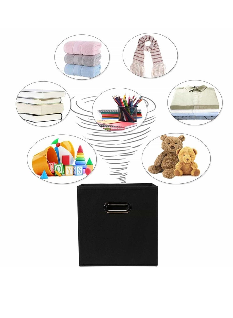 أنمي صناديق تخزين قابلة للطي من 6 عبوات - منظم حجيرة قماش قابل للطي مع مقابض / للخزانة-لعبة-رف-تنظيم منزلي / أساسيات منزلية سوداء - Image 4