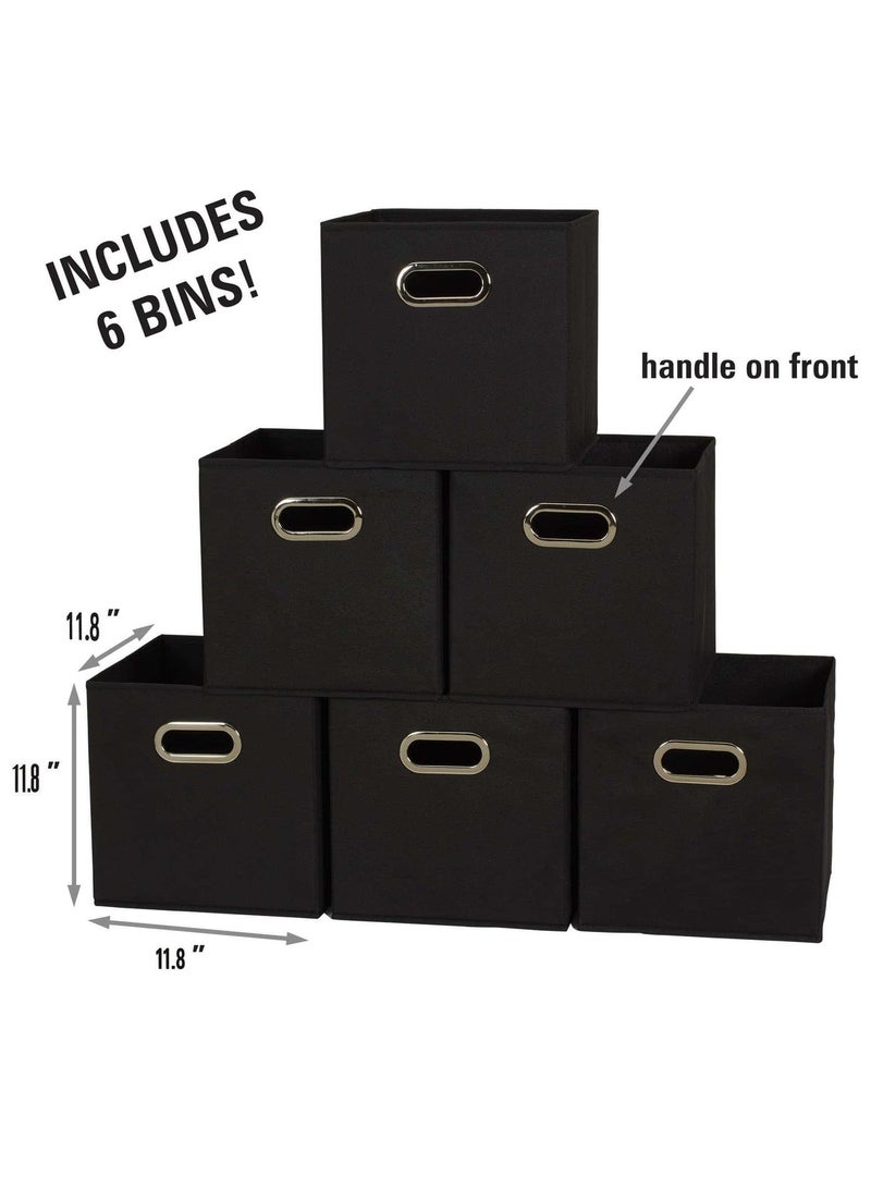 أنمي صناديق تخزين قابلة للطي من 6 عبوات - منظم حجيرة قماش قابل للطي مع مقابض / للخزانة-لعبة-رف-تنظيم منزلي / أساسيات منزلية سوداء - Image 2