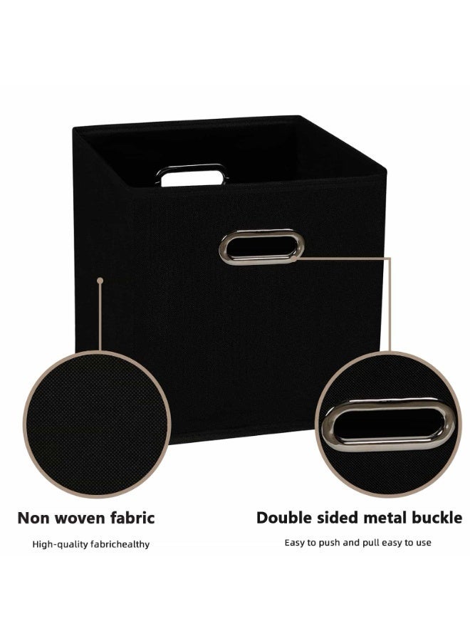 أنمي صناديق تخزين قابلة للطي من 6 عبوات - منظم حجيرة قماش قابل للطي مع مقابض / للخزانة-لعبة-رف-تنظيم منزلي / أساسيات منزلية سوداء - Image 3