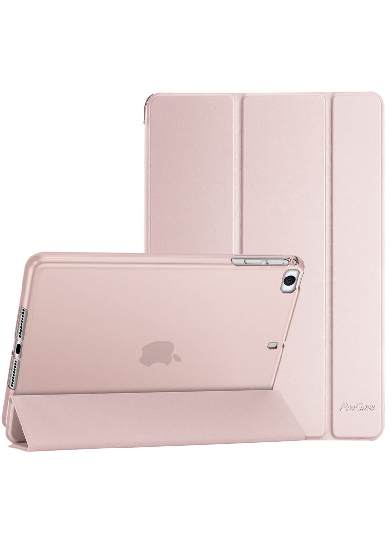 Procases Case For Ipad Mini Slim Soft Tpu Translucent Back Trifold Stand Folio Smart Cover Pink - Image 1