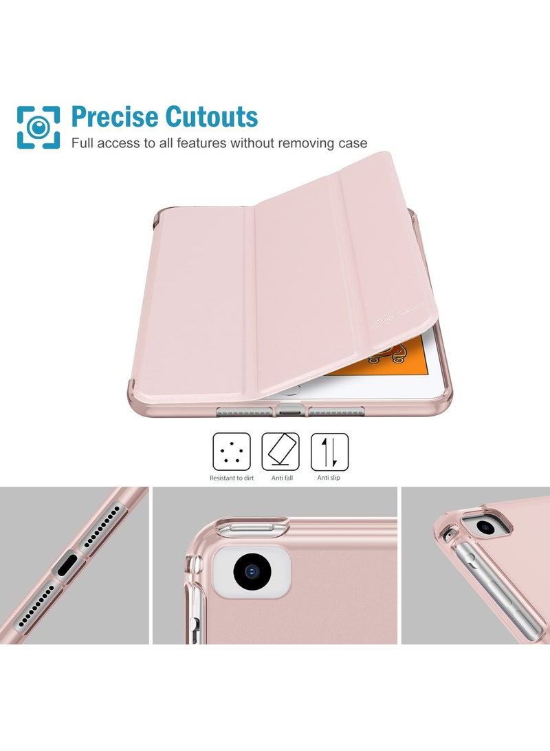 Procases Case For Ipad Mini Slim Soft Tpu Translucent Back Trifold Stand Folio Smart Cover Pink - Image 5