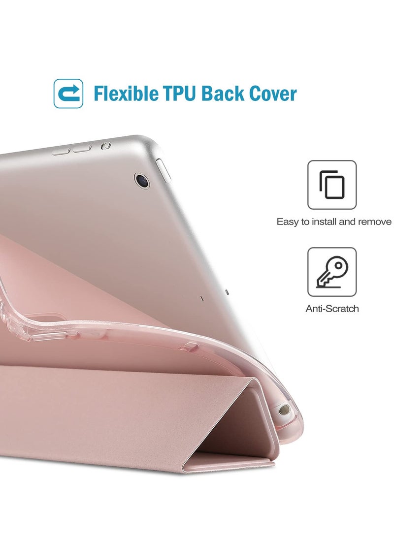Procases Case For Ipad Mini Slim Soft Tpu Translucent Back Trifold Stand Folio Smart Cover Pink - Image 2