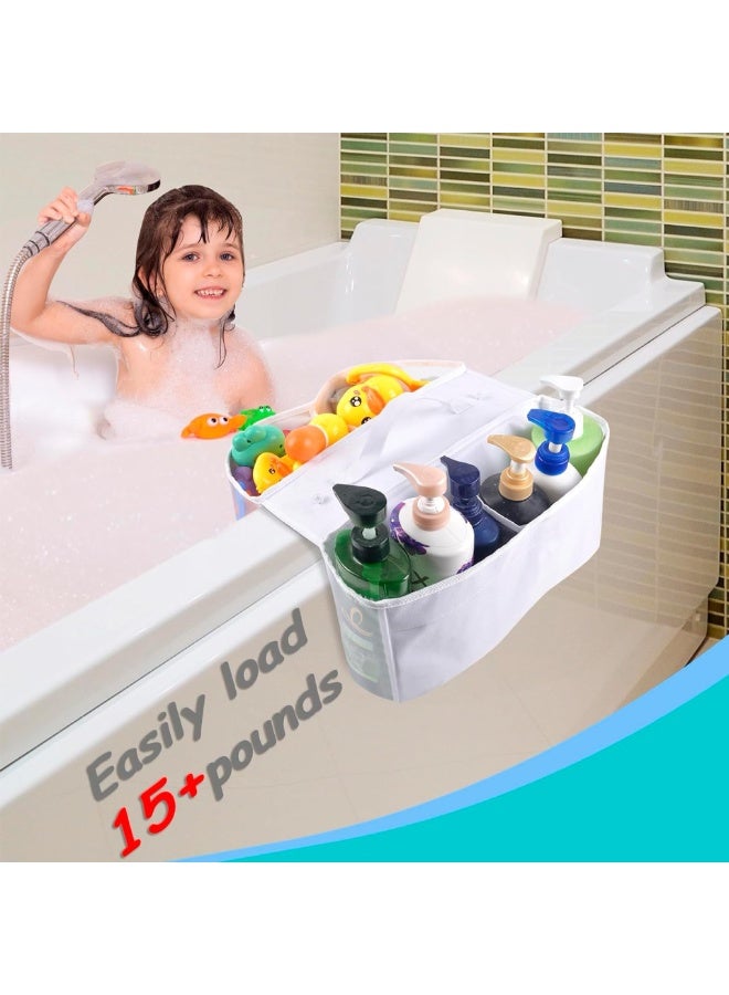 Baby Bath Toy Organizer, Saddle Shape 2 Compartments Bathtub Toy Storage Holder with Wide Opening Mesh Design, Quick Dry Shower Toy Basket for Kids, Easy Access Tub Edge Storage Rack, Practical Baby Bath Accessories Gift - Image 4