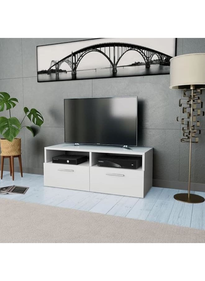 MODERN HOME Modern TV Unit – Stylish White TV Shelf, Perfect for Contemporary Homes.  - Image 1