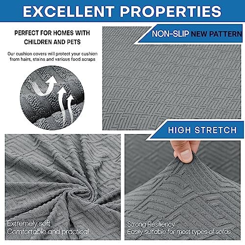 XINEAGE 2025 New 2 Pieces Chair Covers with Arms Super Stretch Chair Slipcover for Living Room Pet Dog Universal Slip Cover Anti Slip Armchair Furniture Protector (Light Gray), 31"-46"(1 Cushion) - Image 2